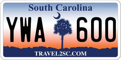 SC license plate YWA600