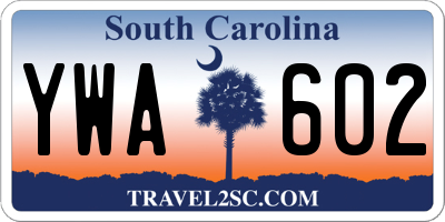 SC license plate YWA602