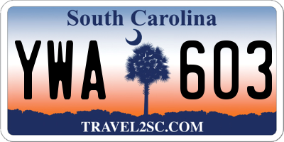SC license plate YWA603