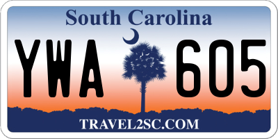 SC license plate YWA605