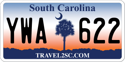 SC license plate YWA622