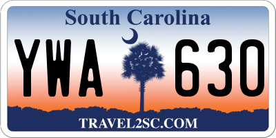 SC license plate YWA630