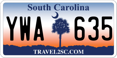 SC license plate YWA635