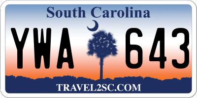 SC license plate YWA643