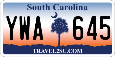 SC license plate YWA645