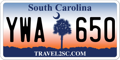 SC license plate YWA650