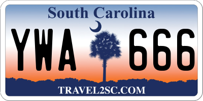 SC license plate YWA666