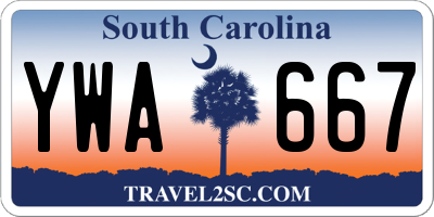 SC license plate YWA667