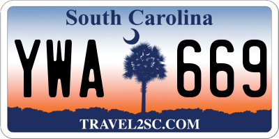 SC license plate YWA669