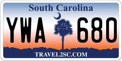 SC license plate YWA680