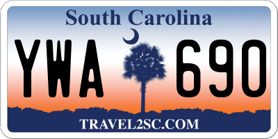 SC license plate YWA690