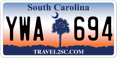 SC license plate YWA694