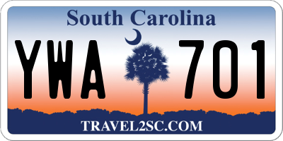 SC license plate YWA701
