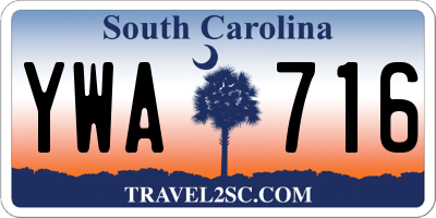 SC license plate YWA716