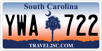 SC license plate YWA722