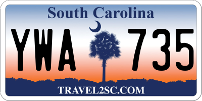 SC license plate YWA735