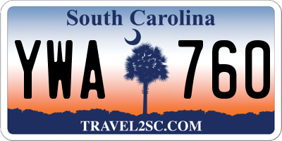 SC license plate YWA760