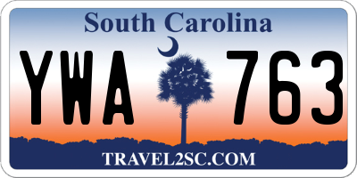 SC license plate YWA763