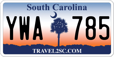 SC license plate YWA785