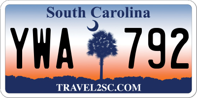 SC license plate YWA792