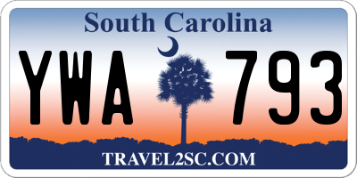SC license plate YWA793