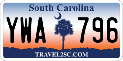 SC license plate YWA796