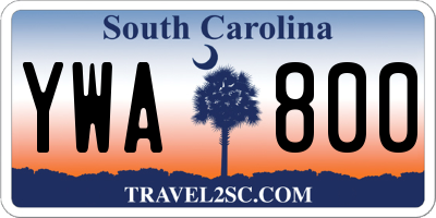 SC license plate YWA800