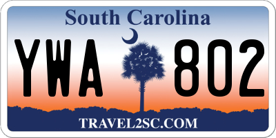 SC license plate YWA802