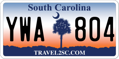 SC license plate YWA804