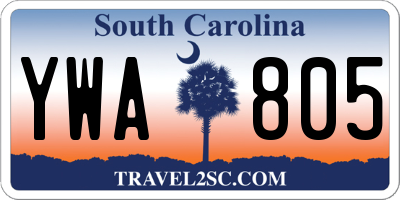 SC license plate YWA805