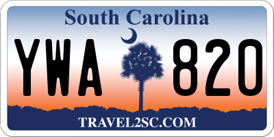 SC license plate YWA820