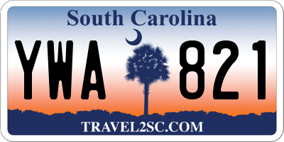 SC license plate YWA821