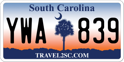 SC license plate YWA839