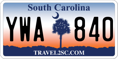 SC license plate YWA840