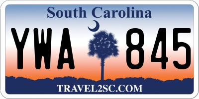 SC license plate YWA845