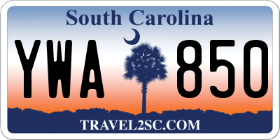 SC license plate YWA850