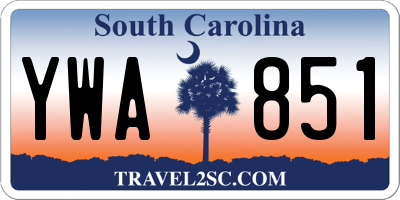 SC license plate YWA851