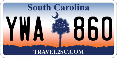 SC license plate YWA860