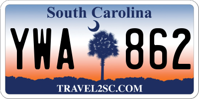 SC license plate YWA862
