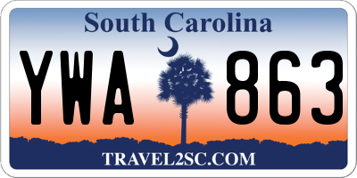 SC license plate YWA863