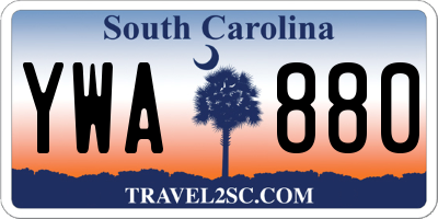 SC license plate YWA880