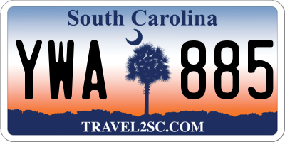 SC license plate YWA885