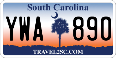 SC license plate YWA890