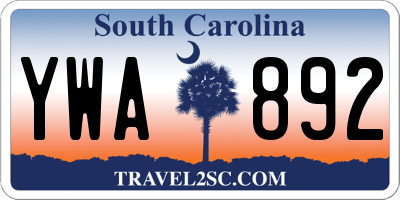 SC license plate YWA892