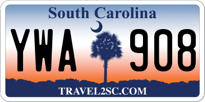 SC license plate YWA908