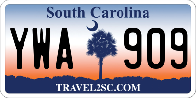 SC license plate YWA909