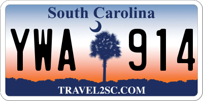SC license plate YWA914