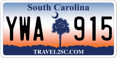 SC license plate YWA915