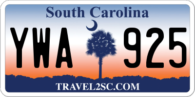 SC license plate YWA925