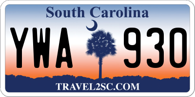 SC license plate YWA930